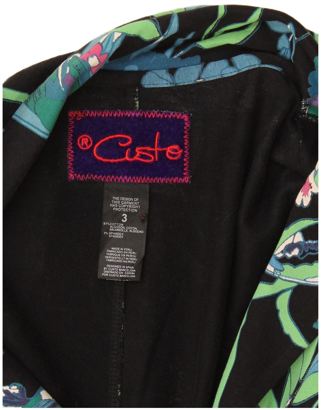 Custo Barcelona Chaqueta Blazer De 2 Botones para Mujer Talla 3 XS Algodón Floral Negro