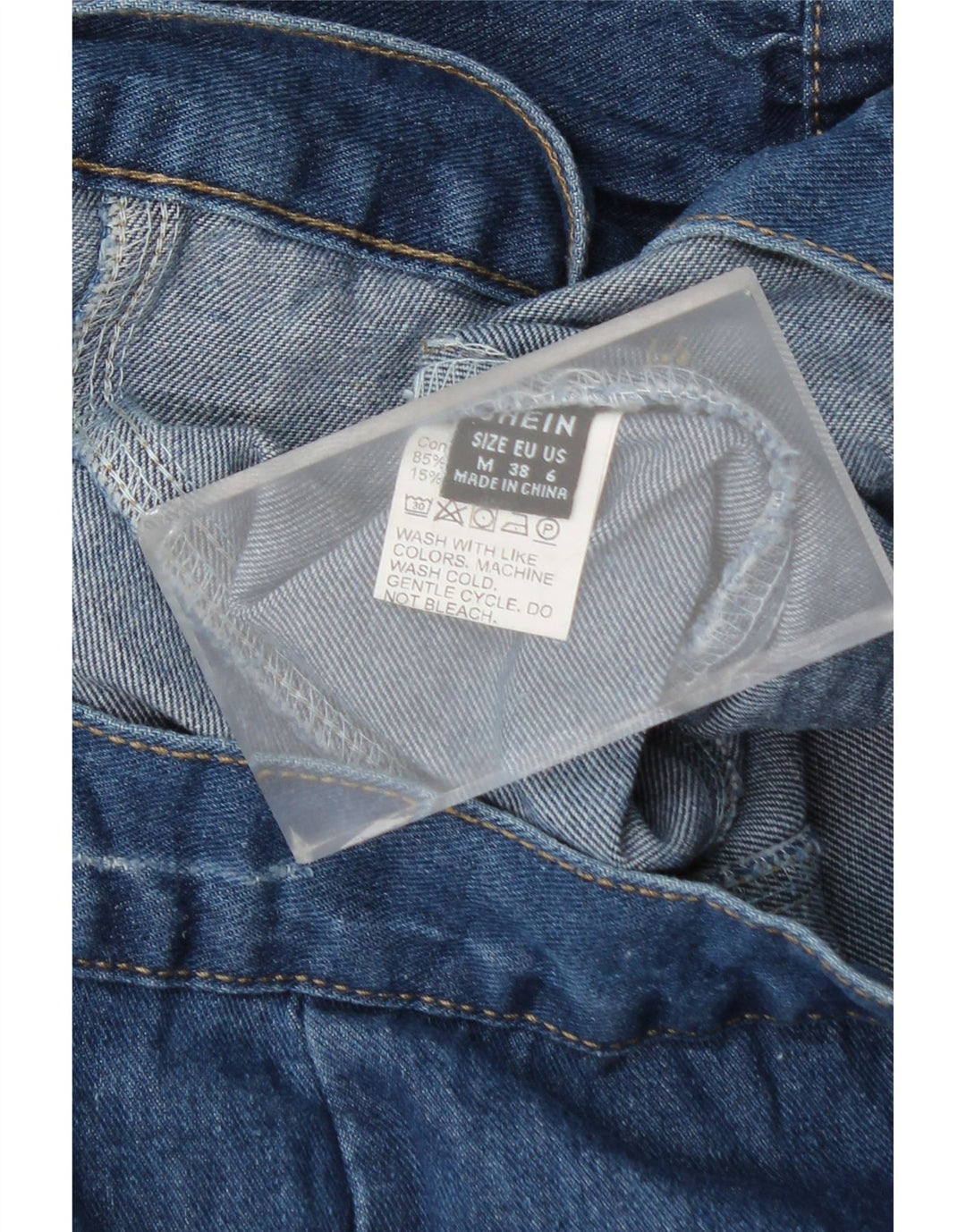 SHEIN Top corto de mezclilla de manga corta para mujer UK 40 Algodón azul medio