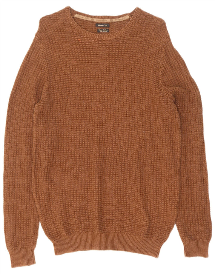 Massimo Dutti Jersey Hombre Cuello Redondo XL Marrón Algodón