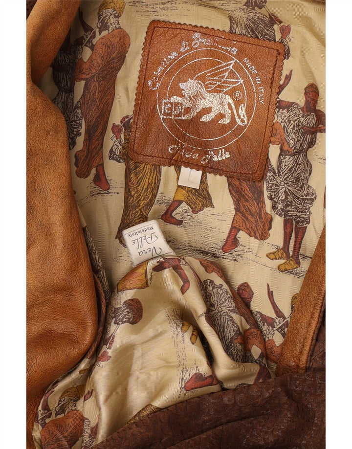 Vintage mujer chaqueta de gran tamaño Reino Unido 16 gran estampado animal marrón