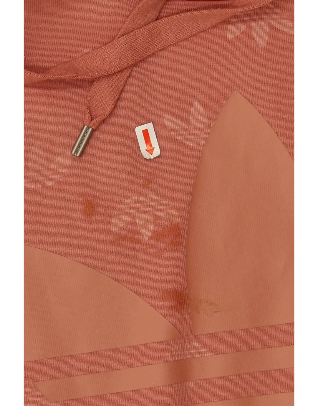 Adidas - Sudadera con capucha para mujer, diseño gráfico de gran tamaño, talla 10, poliéster naranja pequeño
