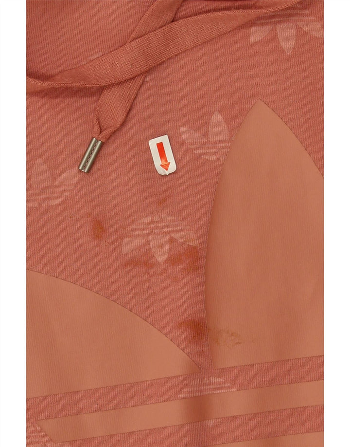 Adidas - Sudadera con capucha para mujer, diseño gráfico de gran tamaño, talla 10, poliéster naranja pequeño