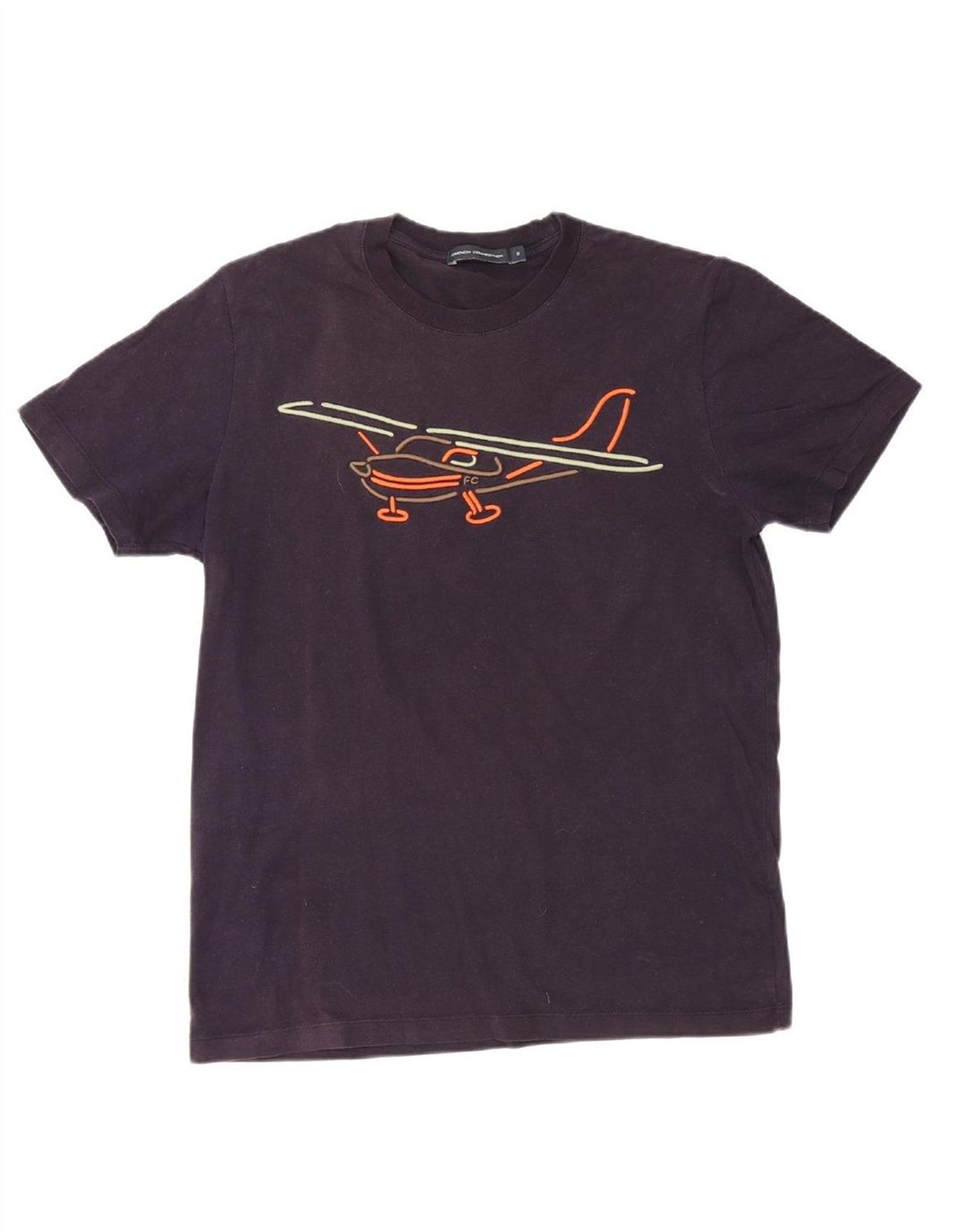 FRENCH CONNECTION Mens Graphic T-Shirt Top Small Navy Blue Cotton