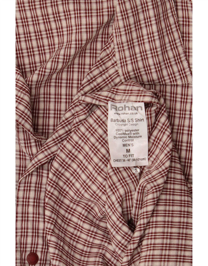 Rohan Hombre Camisa De Manga Corta Poliéster A Cuadros Marrón Medio