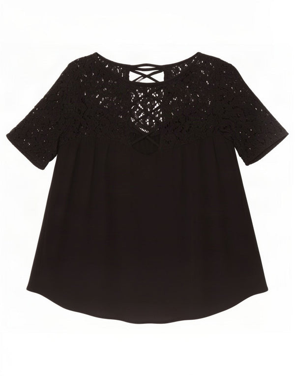 Zara Mujer Blusa Top UK 42 Mediano Negro