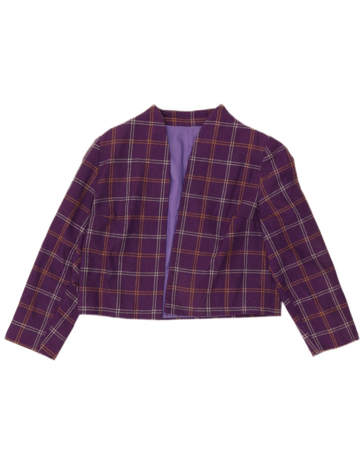 VINTAGE Chaqueta Bolero para Mujer Reino Unido 10 Pequeño Cuadro Púrpura