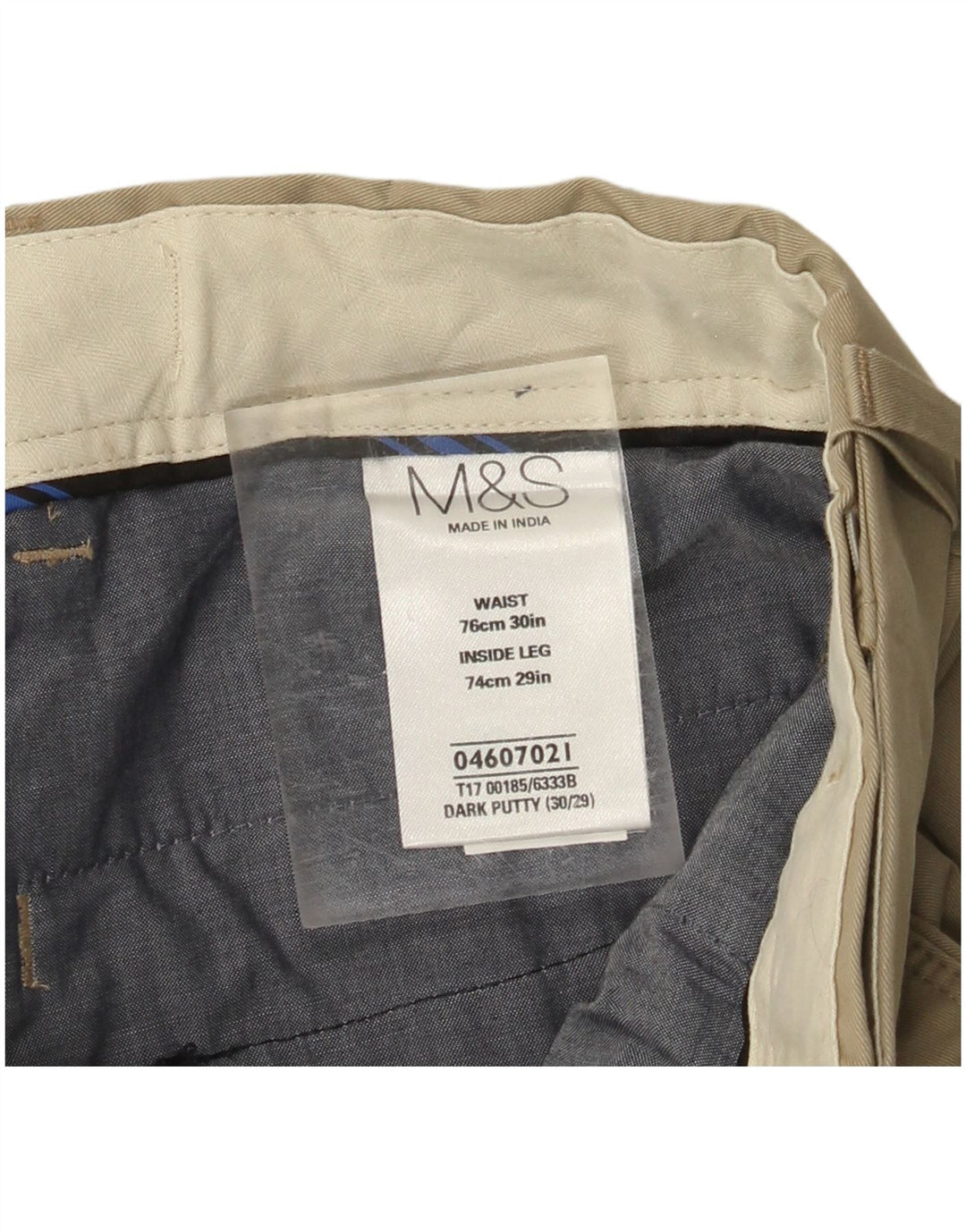 MARKS & SPENCER Pantalón chino recto para hombre W30 L29 Algodón beige