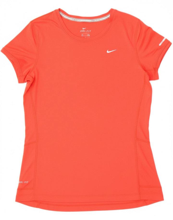 NIKE Womens Dri Fit T-Shirt Top UK 12 Medium Red Polyester