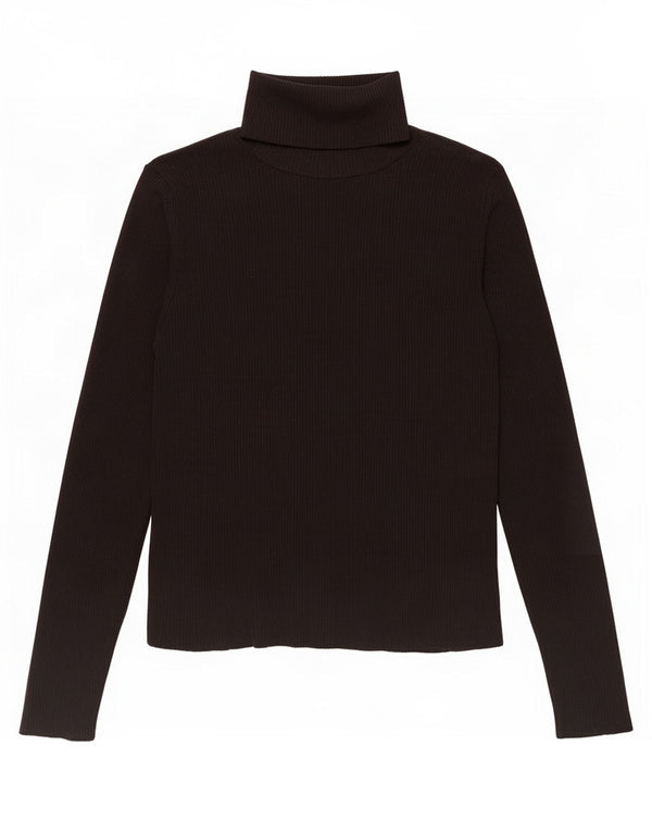 Zara Mujer Top Manga Larga UK 42 Mediano Negro Poliamida