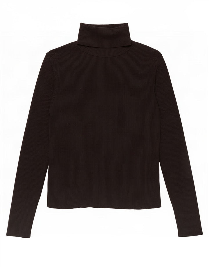 Zara Mujer Top Manga Larga UK 42 Mediano Negro Poliamida
