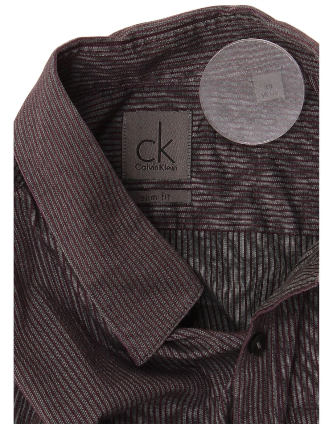 Camisa Calvin Klein Slim Fit para hombre talla 39 15 1/2 gris medio a rayas