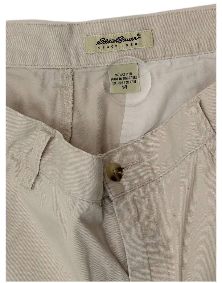 Eddie Bauer Pantalones cortos chinos de talle alto para mujer US 14 Grande W32 Algodón beige
