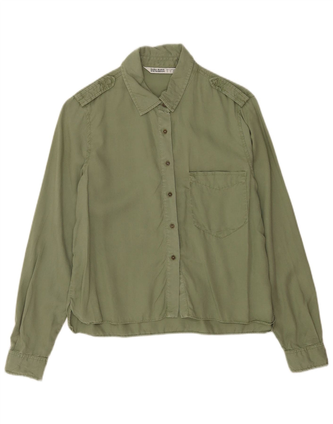 Zara Mujer Camisa Militar UK 10 Small Verde