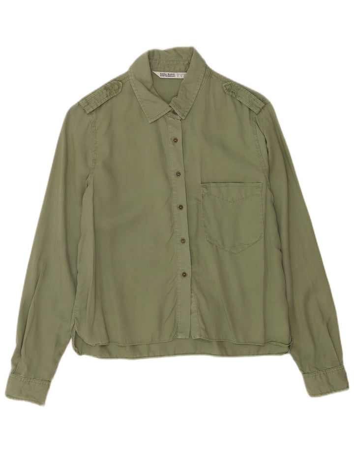 Zara Mujer Camisa Militar UK 10 Small Verde