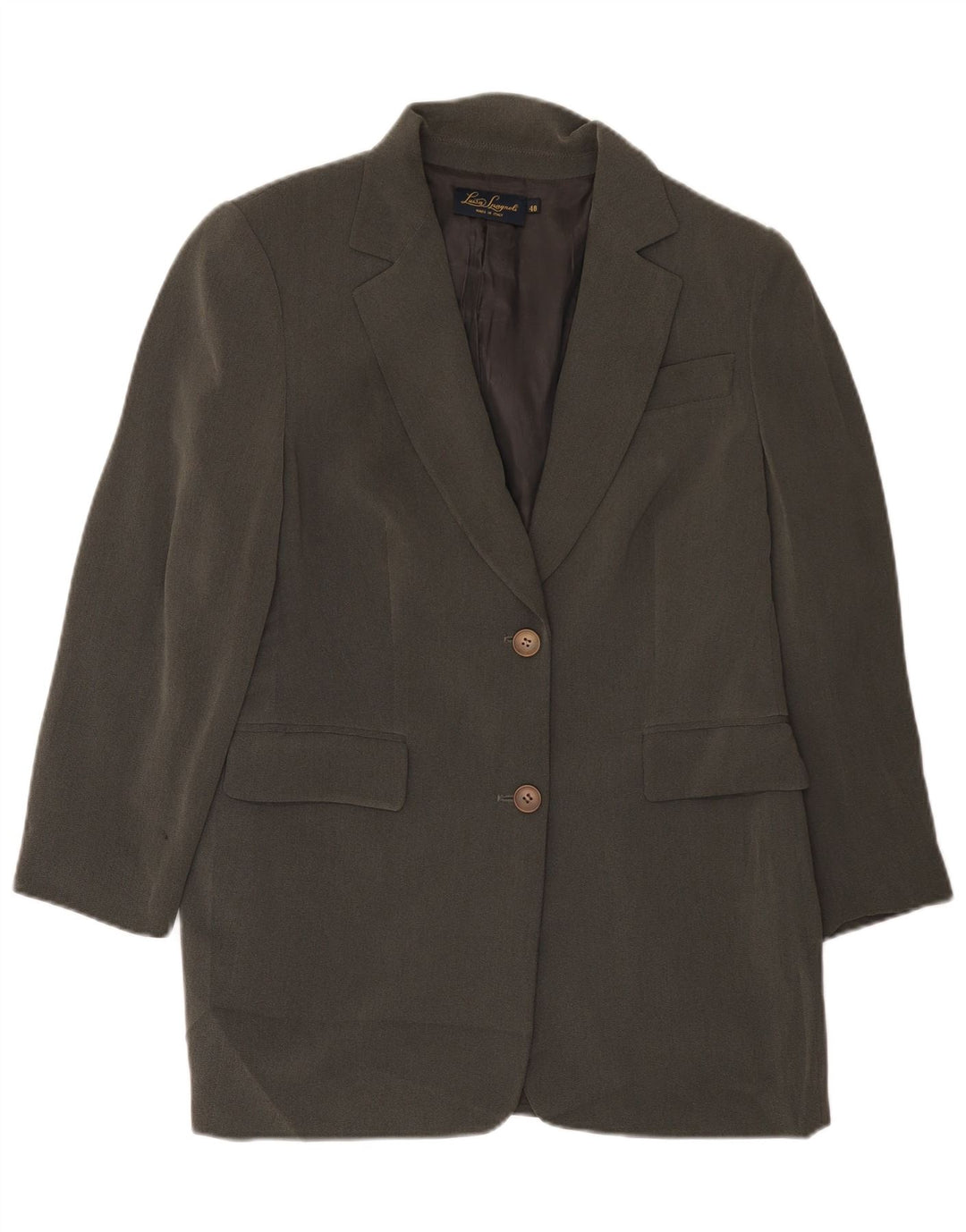 Luisa Spagnoli Chaqueta tipo blazer larga con 2 botones para mujer IT 48 XL Acetato gris