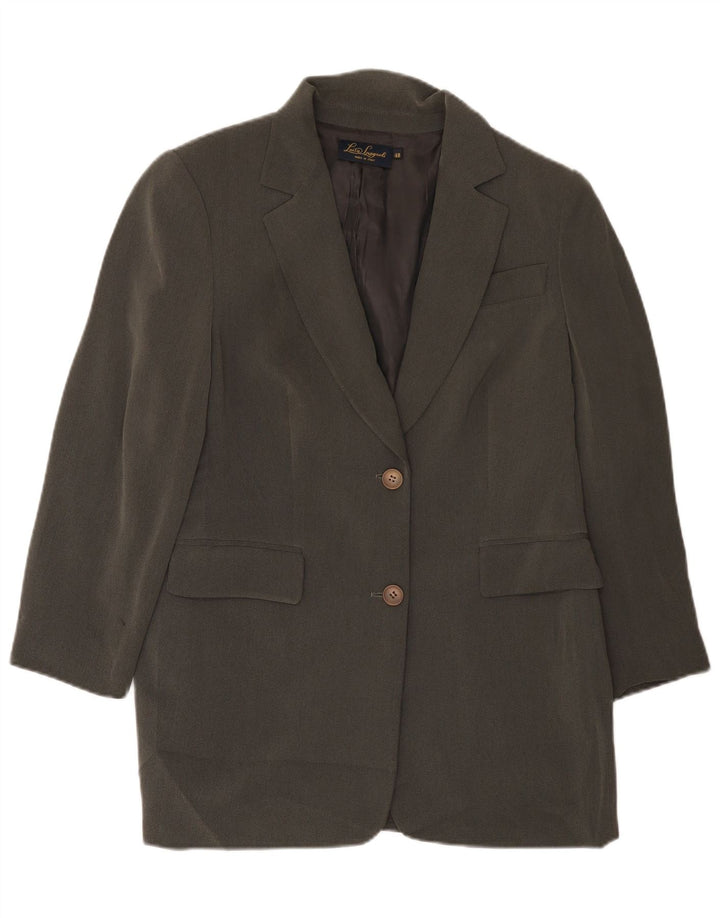 Luisa Spagnoli Chaqueta tipo blazer larga con 2 botones para mujer IT 48 XL Acetato gris