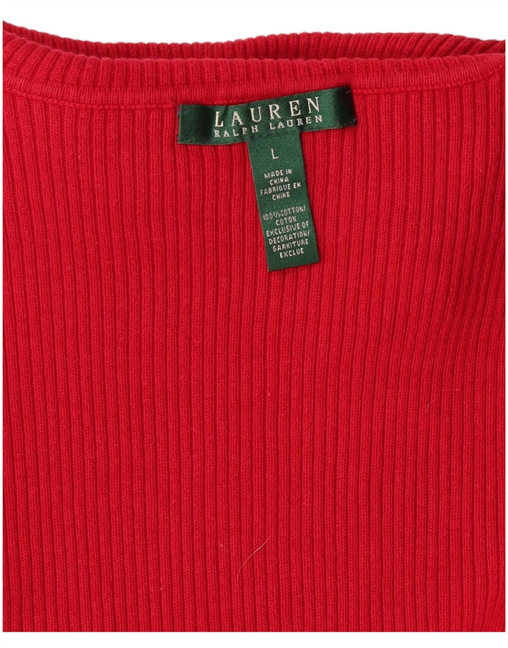 RALPH LAUREN Suéter tipo jersey con cuello vuelto para mujer Reino Unido 16 Algodón rosa grande