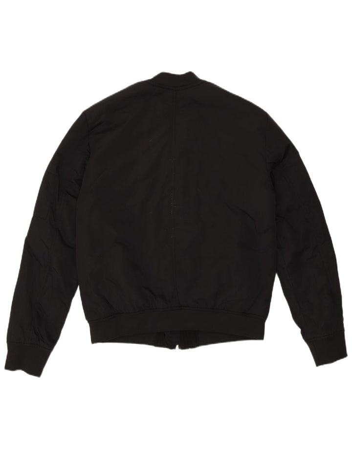 Zara Mujer Chaqueta Bomber Holgada UK 4 XS Negro Poliéster Moderno