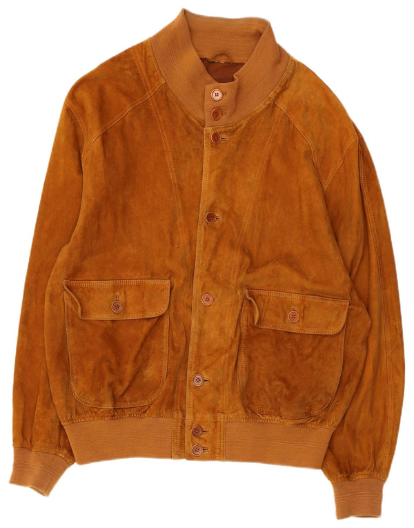 VINTAGE Chaqueta bomber de ante para hombre Reino Unido 42 XL Marrón