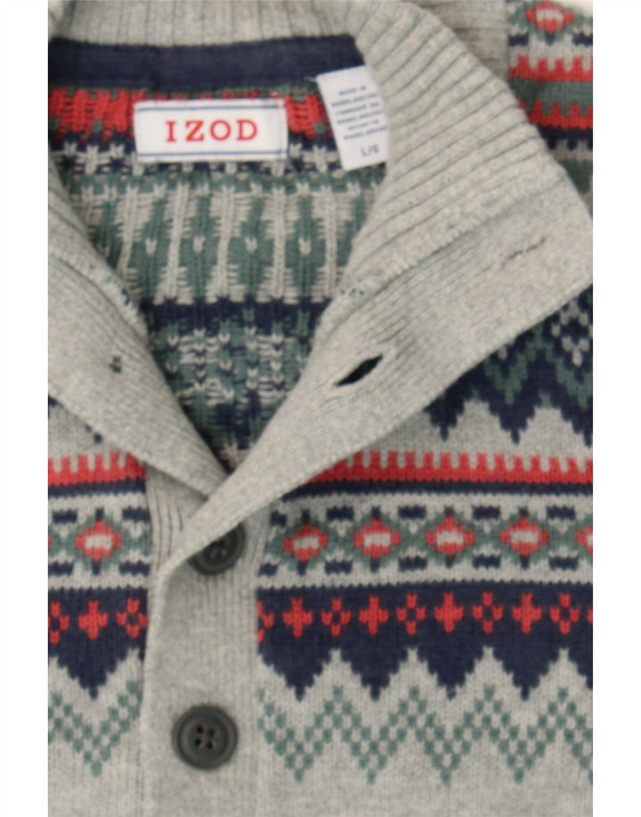 IZOD Mens Button Neck Jumper Sweater Large Grey Vintage Izod and Second-Hand Izod from Messina Hembry 