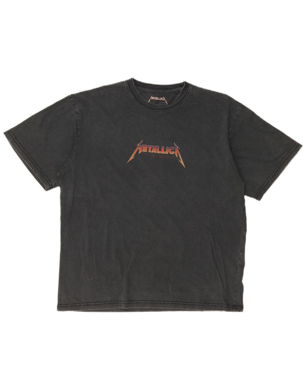 Pull & Bear Hombre Metallica Graphic Camiseta Top Algodón Gris Medio