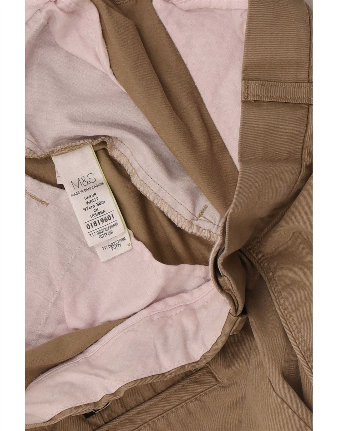 Marks & Spencer Pantalones cortos chinos para hombre W38 XL Algodón beige