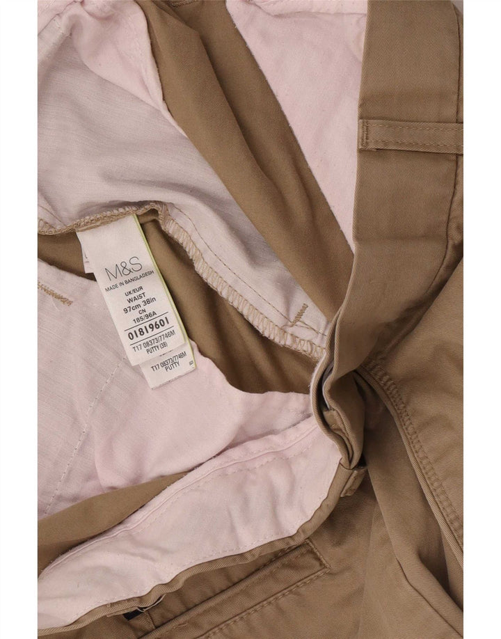Marks & Spencer Pantalones cortos chinos para hombre W38 XL Algodón beige