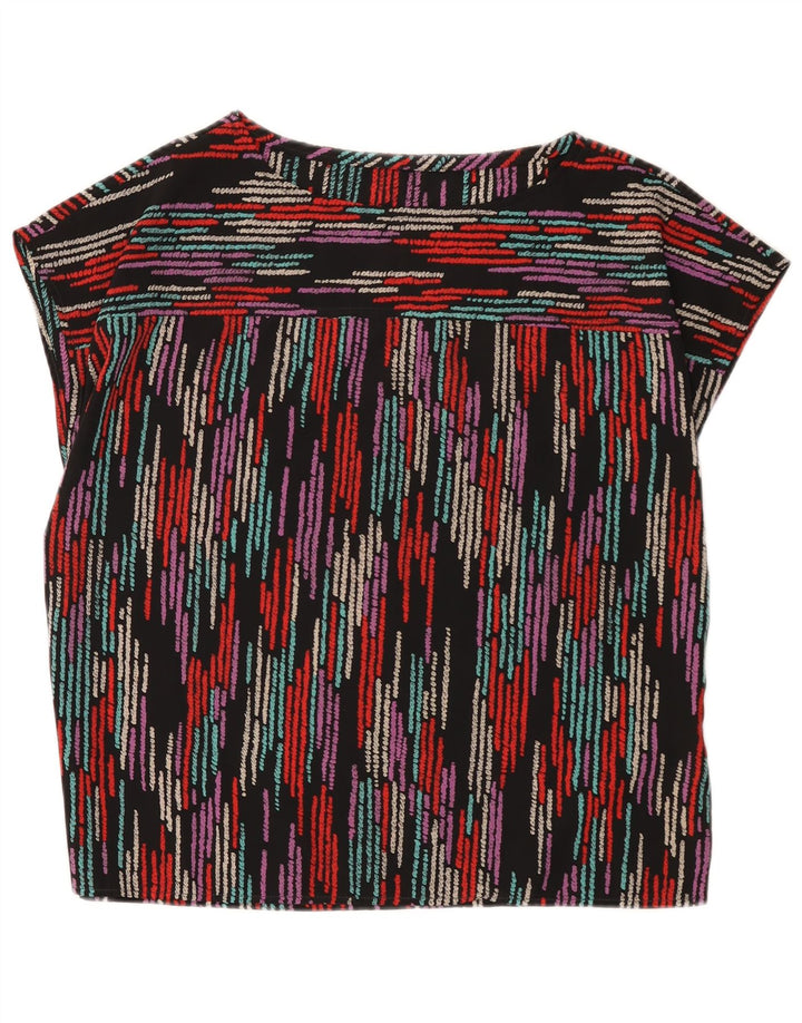 Vintage mujer blusa Top Reino Unido 16 grande multicolor rayas