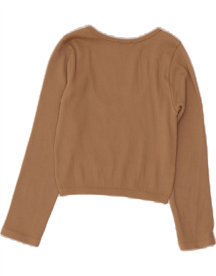 ZARA Womens Crop Top Long Sleeve UK 4 XS Brown Vintage Zara and Second-Hand Zara from Messina Hembry 