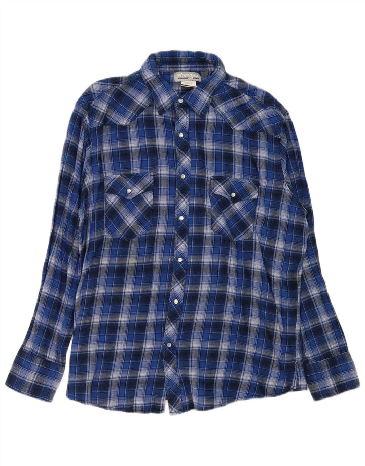 Wrangler Camisa De Franela Hombre XL Algodón A Cuadros Azul