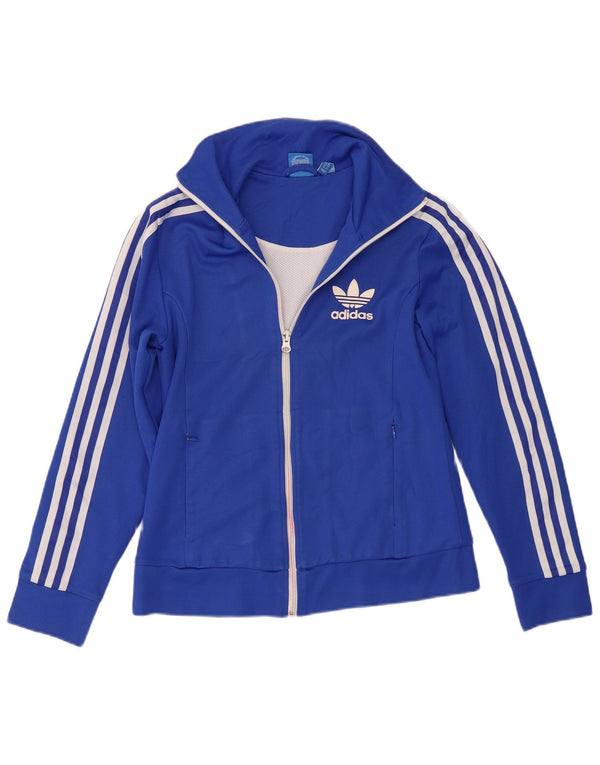 Adidas - Chaqueta de chándal para mujer, talla 12, algodón azul medio