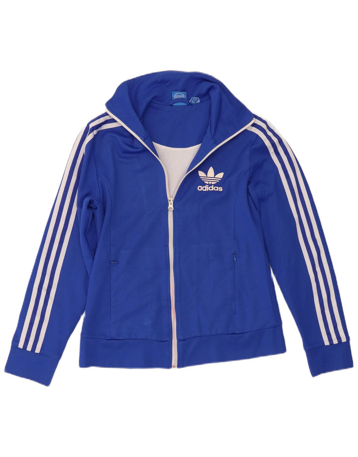 Adidas - Chaqueta de chándal para mujer, talla 12, algodón azul medio