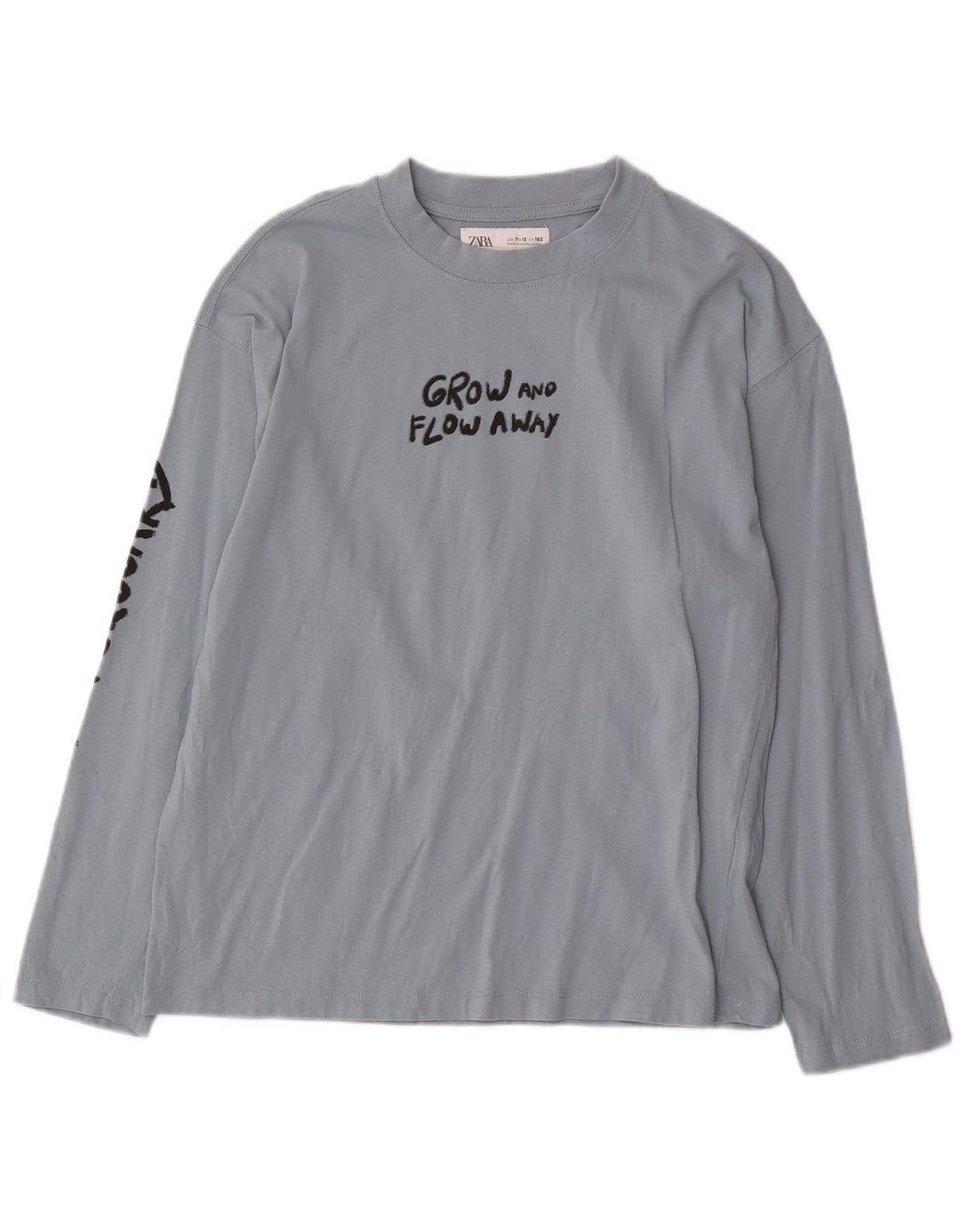 Zara Boys Top Gráfico Manga Larga 11-12 Años Azul Algodón