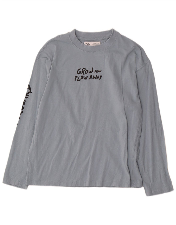 Zara Boys Top Gráfico Manga Larga 11-12 Años Azul Algodón