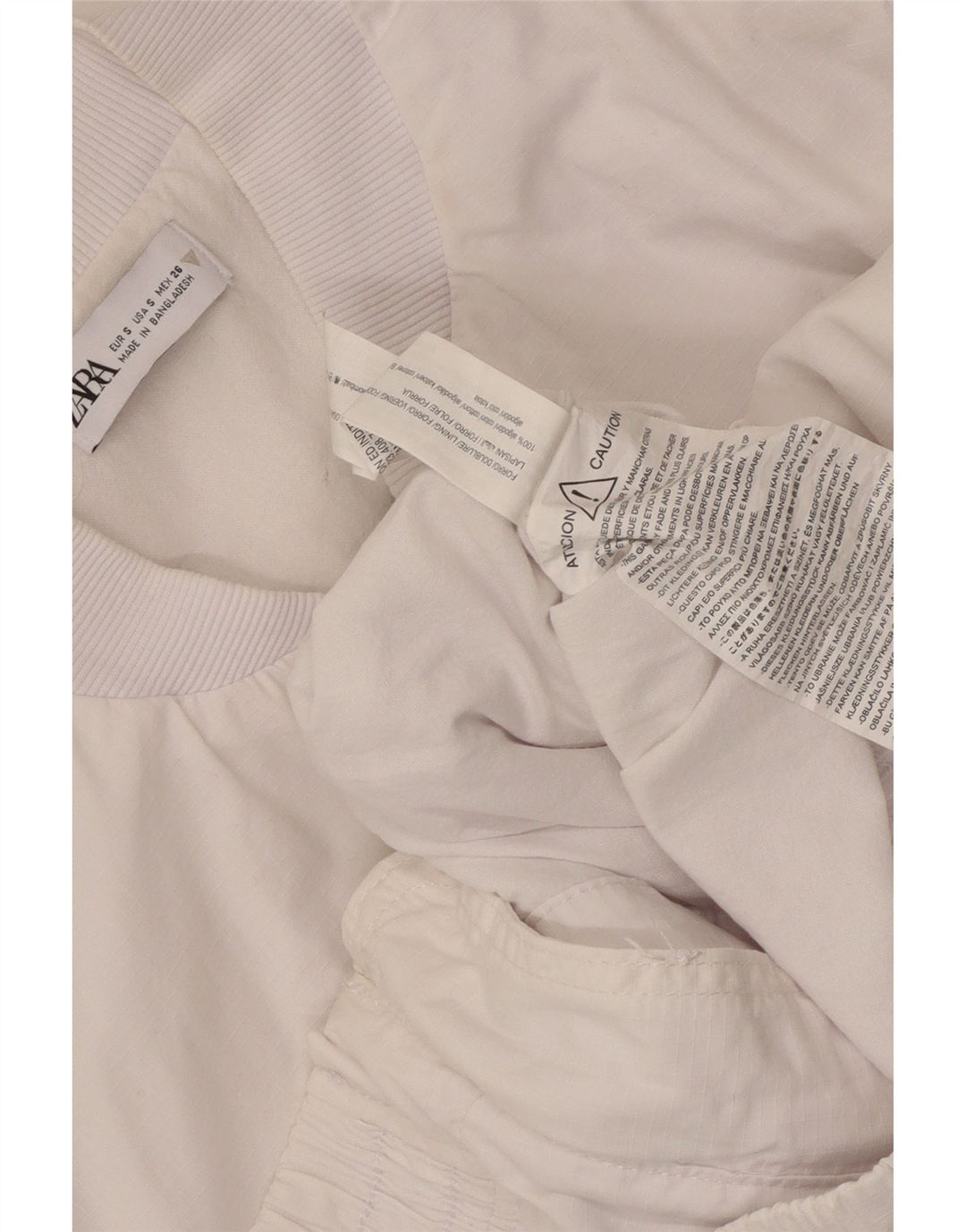 Zara Mujer Chaqueta Bomber Extragrande UK 10 Small Algodón Blanco