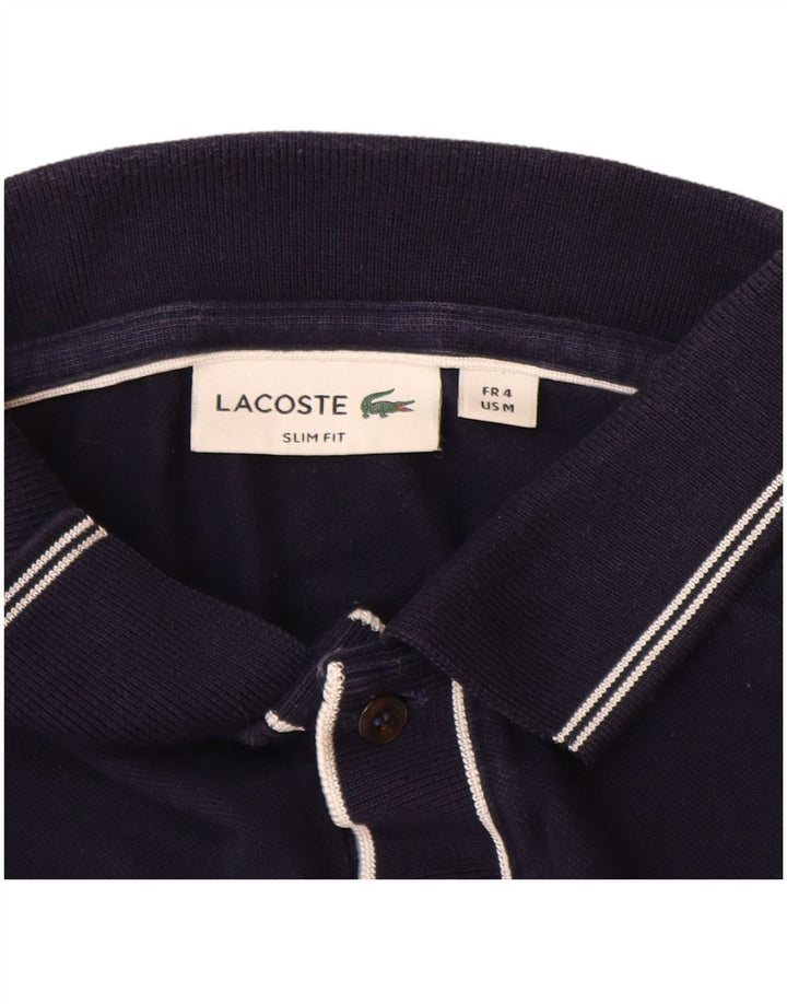LACOSTE Polo ajustado para hombre talla 4 mediano algodón azul marino