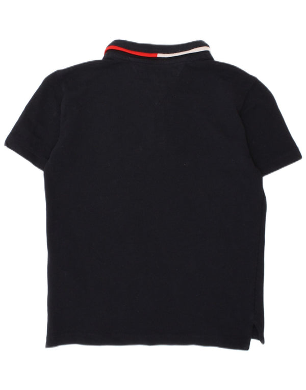 TOMMY HILFIGER Boys Polo Shirt 7-8 Years Navy Blue Cotton