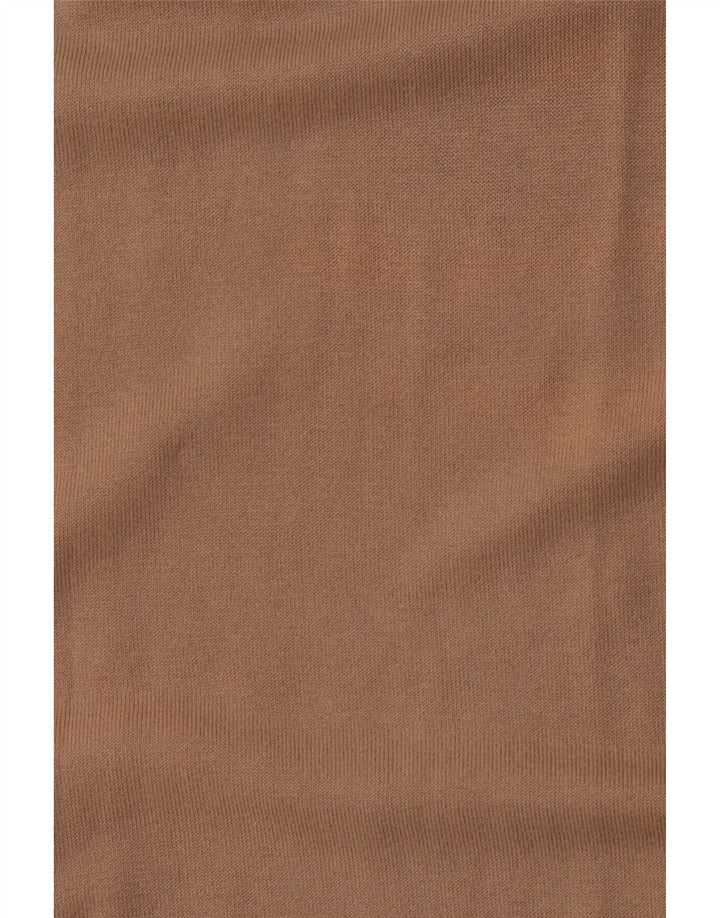 BENETTON Suéter de cuello redondo ajustado para mujer UK 44 Grande Algodón beige