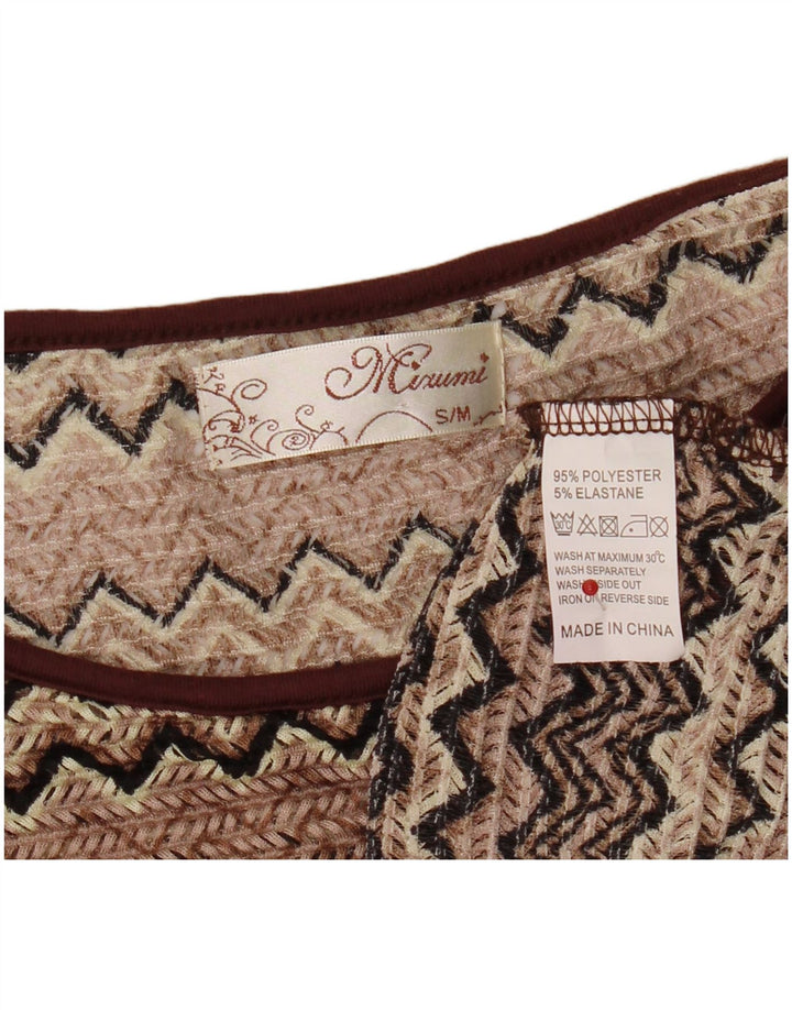 Mizumi Blusa extragrande con alas de murciélago para mujer UK 10 Small Brown Chevron