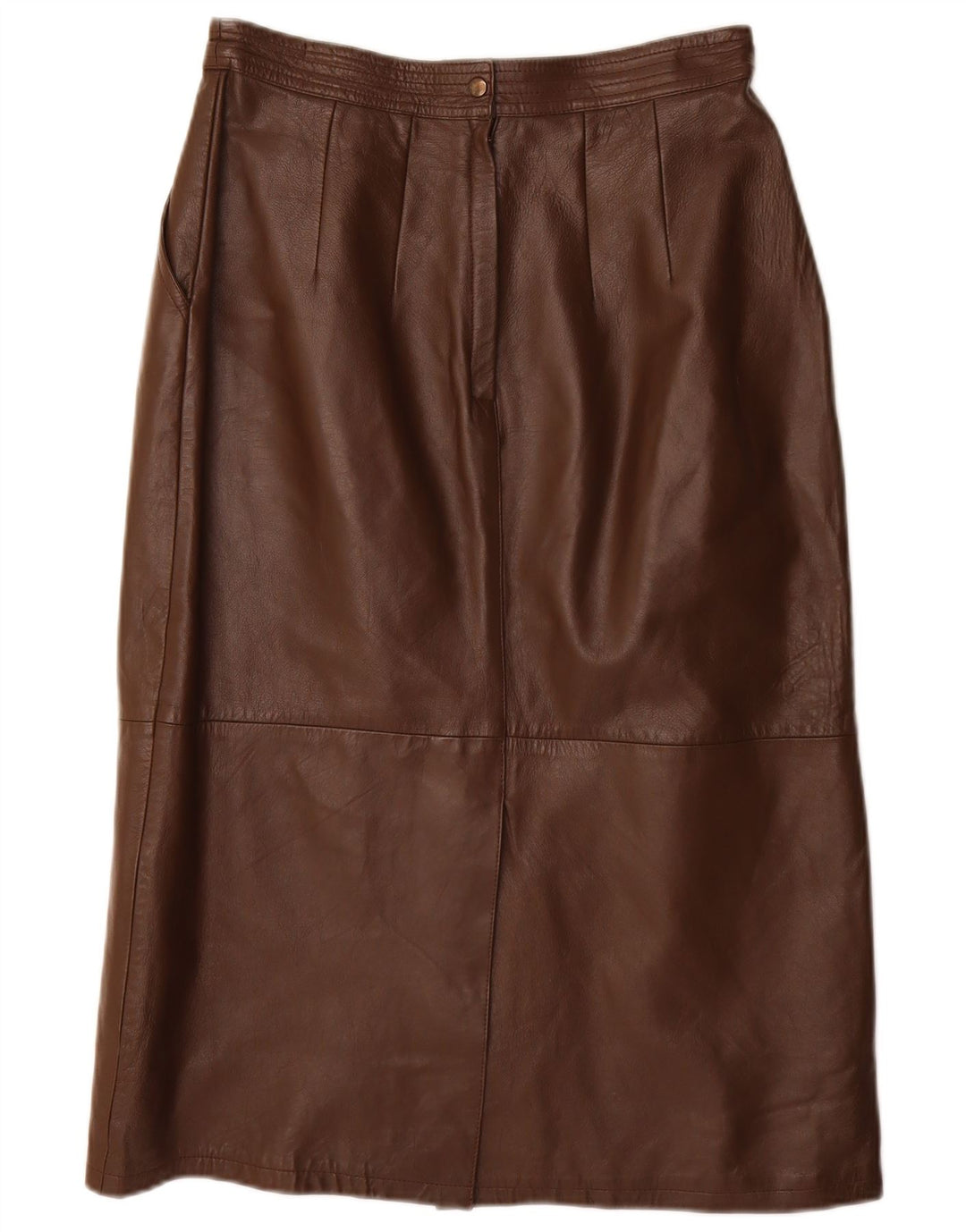 VINTAGE Falda lápiz para mujer IT 40 Pequeña W28 Cuero marrón