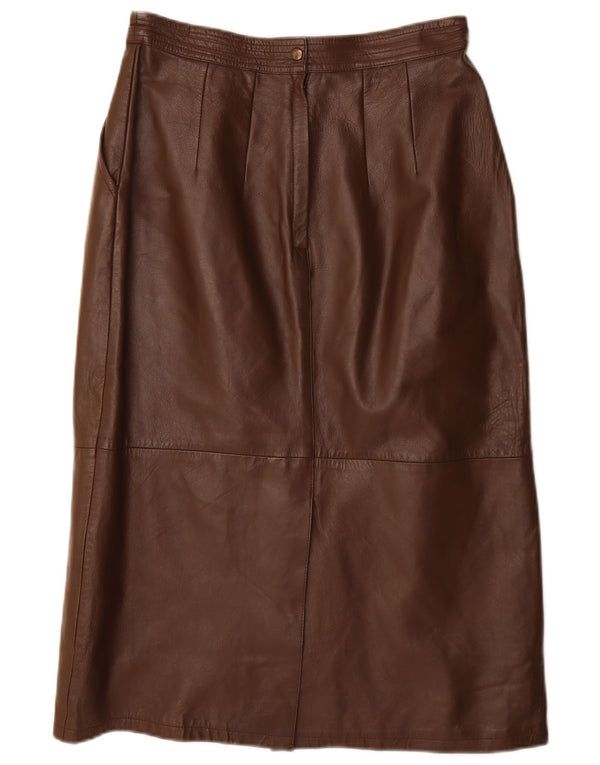 VINTAGE Falda lápiz para mujer IT 40 Pequeña W28 Cuero marrón