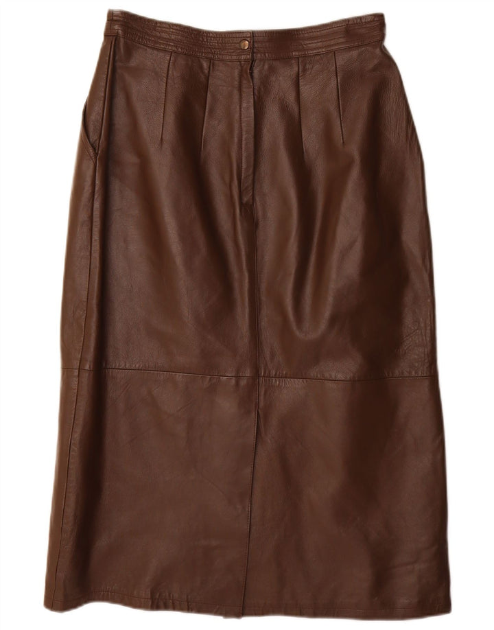 VINTAGE Falda lápiz para mujer IT 40 Pequeña W28 Cuero marrón