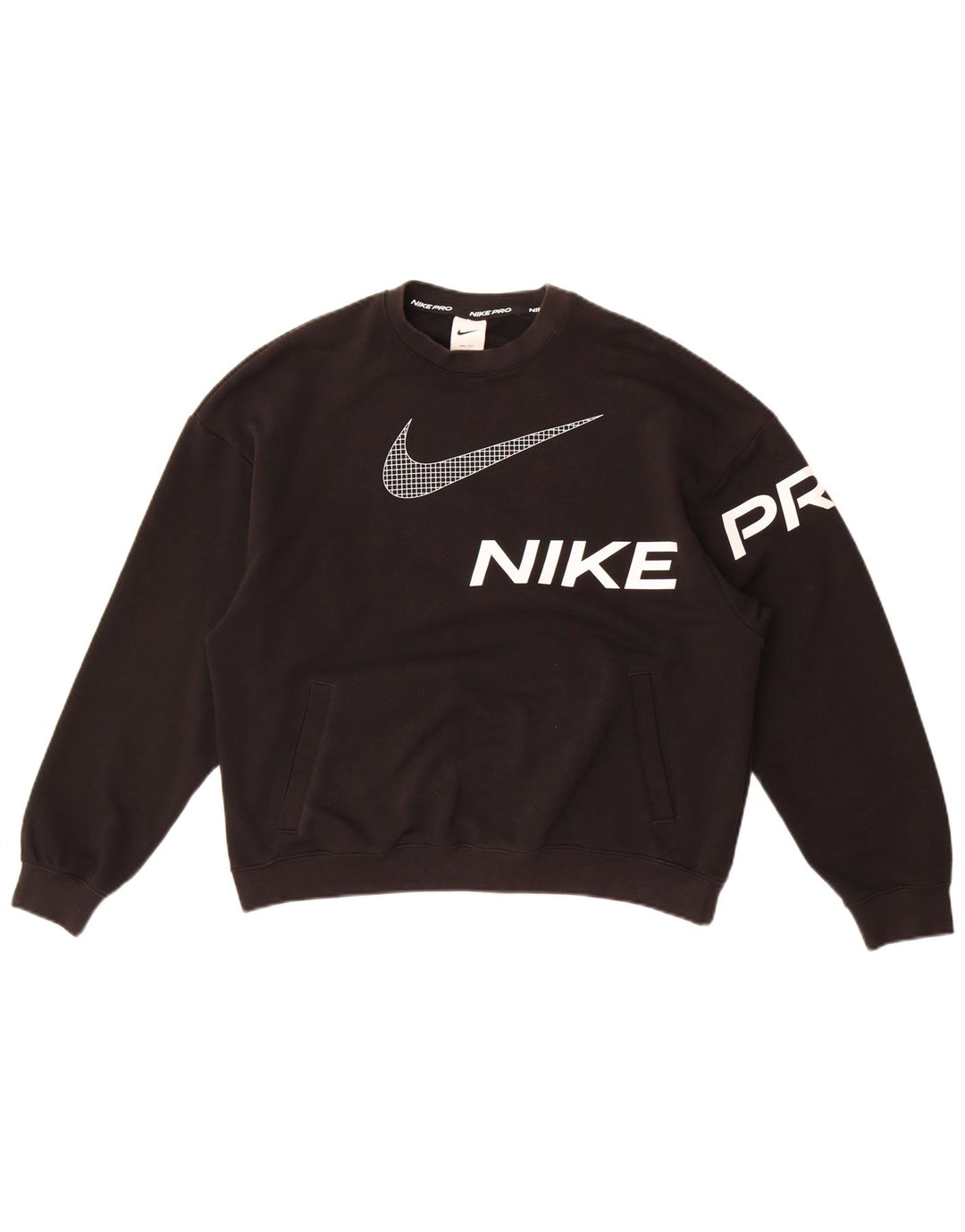 Nike Sudadera de gran tamaño con gráfico para mujer UK 10 Small Black Cotton