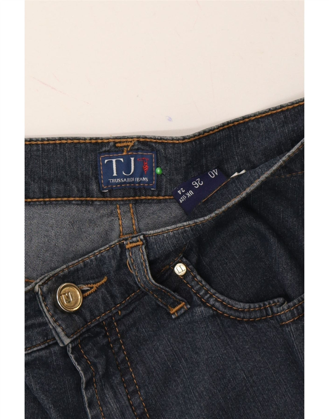 TRUSSARDI Womens Straight Jeans W24 L30 Blue Cotton Vintage Trussardi and Second-Hand Trussardi from Messina Hembry 