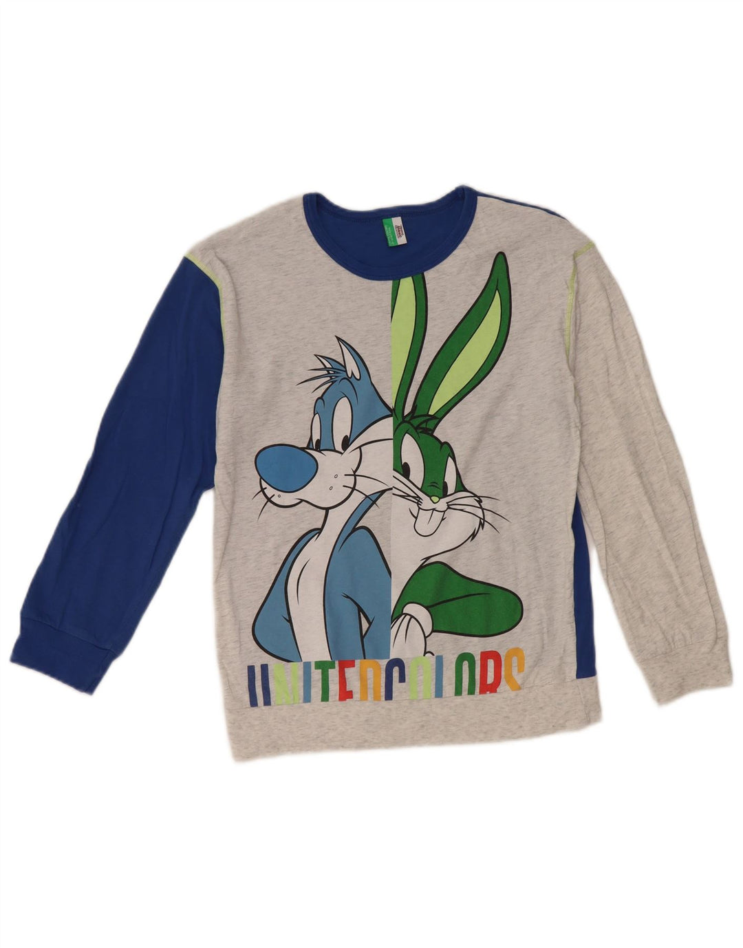 BENETTON Suéter de Cuello Redondo Looney Tunes para Niños 10-11 Años XL Gris