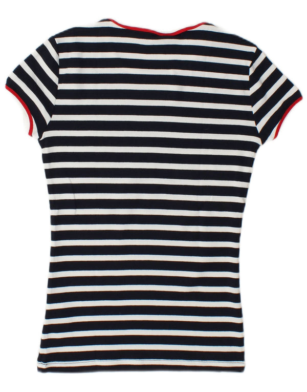 Tommy Hilfiger Camiseta gráfica para mujer Top UK 10 Small Navy Blue Pinstripe