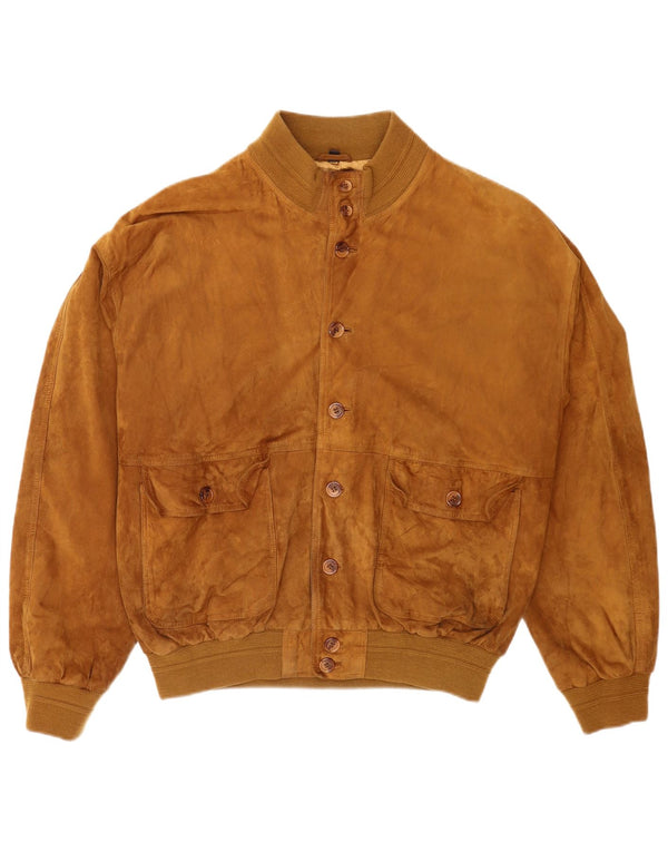 Vintage hombres ante bomber chaqueta IT 56 2XL cuero beige
