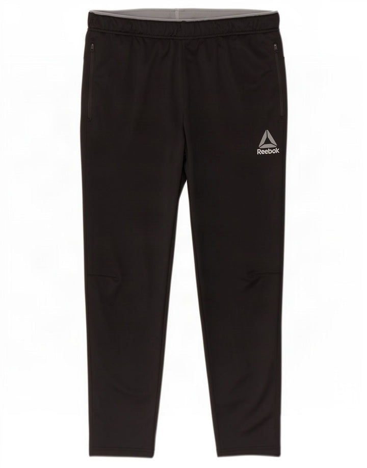 Reebok - Pantalón de chándal para hombre, talla grande, poliéster negro