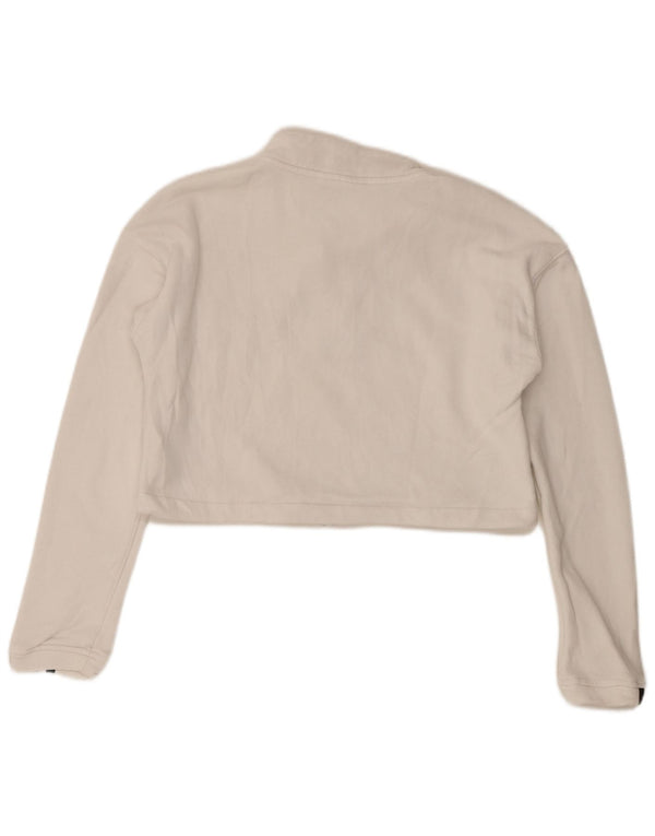 Adidas - Sudadera extragrande con cuello y cremallera para mujer, talla 8, color blanco