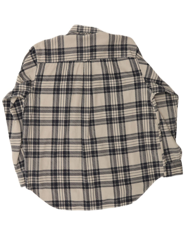 Blanc Bleu Camisa De Pana Para Hombre Algodón A Cuadros Blanco Roto Grande